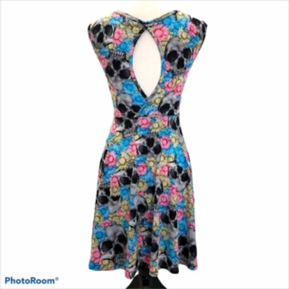 Hot Topic Multi Colored Skater Dress with Skulls. Size S. - Picture 3 of 6
